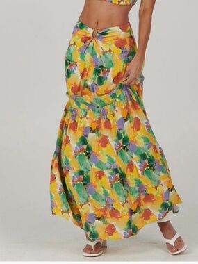 🔥Charlie Holiday Yellow Multi Floral Maxi Skirt🔥
